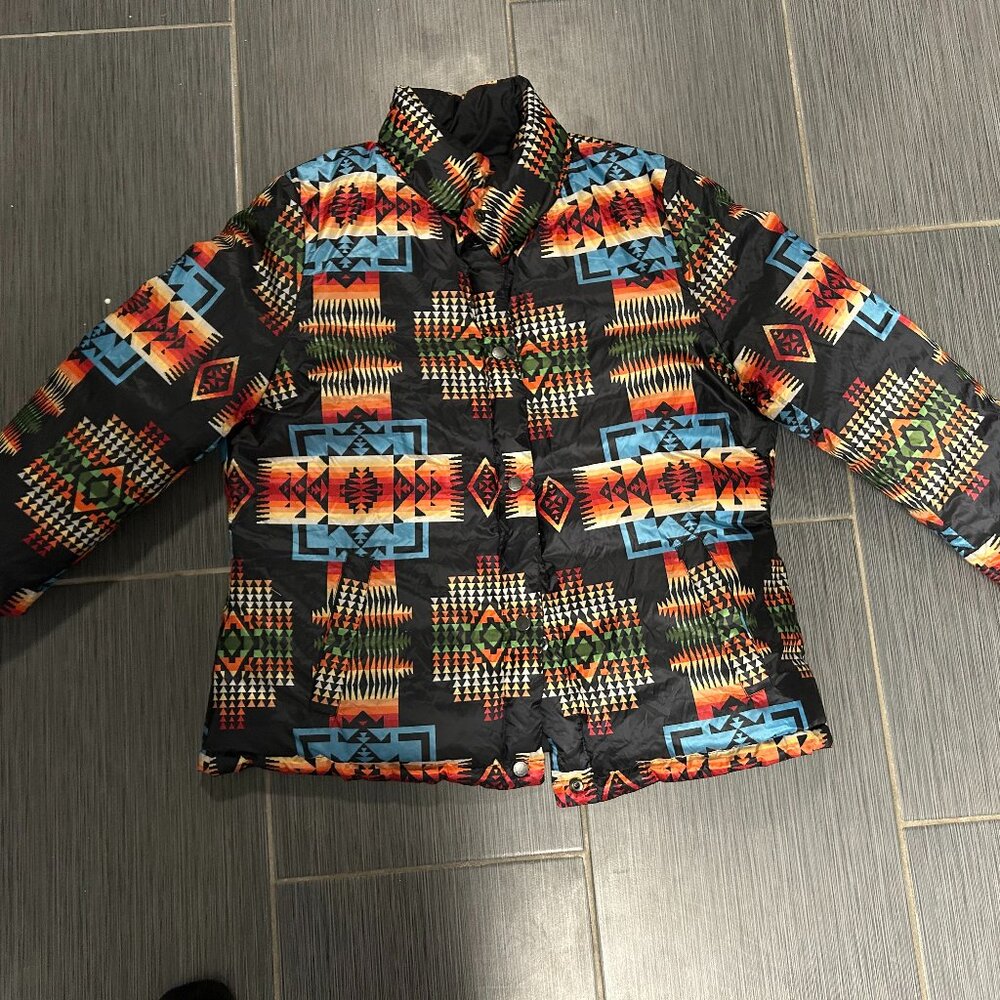 Pendleton Aztec Goose Down Puffer Jacket Reversib… - image 3